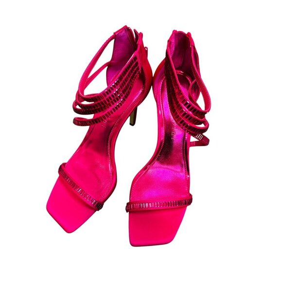 Gianni Bini Hot Pink bling sandal with stileto heel and zip closure. SZ 9.5 - Picture 1 of 6